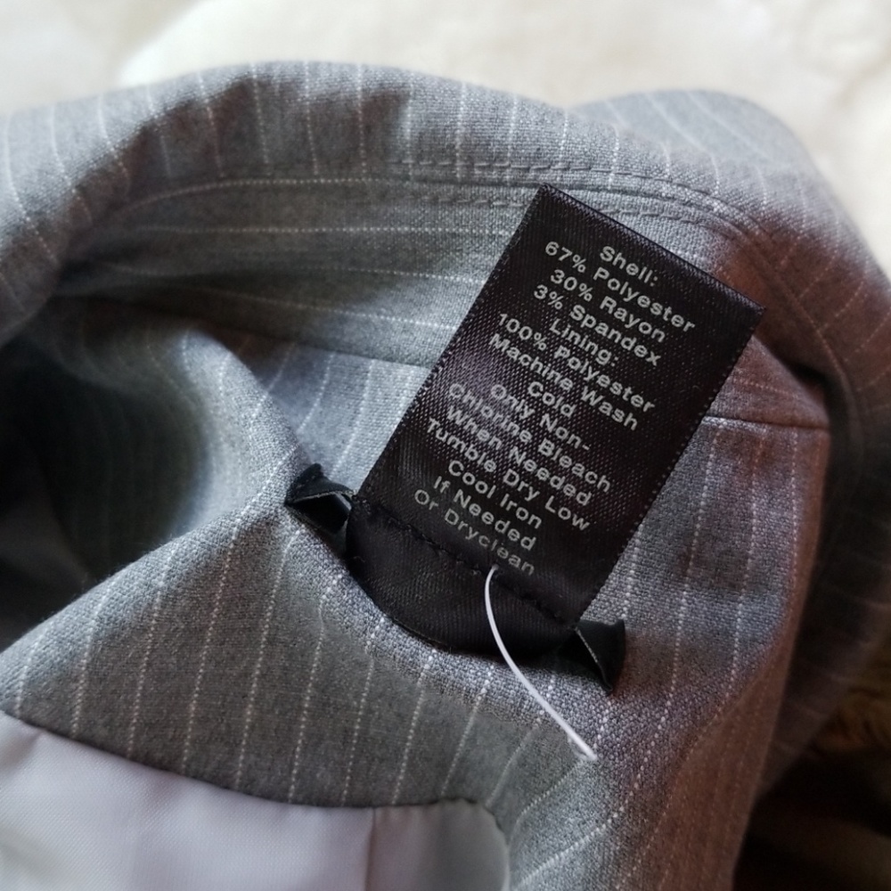 Ann Taylor Gray Pinstripe One Button Jacket - Picture 6 of 8
